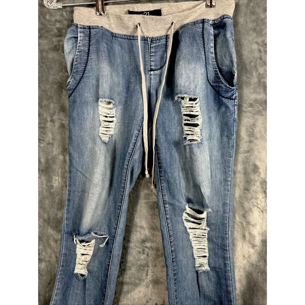 Rue 21 Pants Girls Small Distressed Soft Blue Joggers - Picture 2 of 11